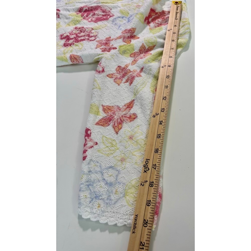 Vintage Christopher & Banks Floral Zip Up Cardigan Sweater Small Cottage Grandma - Picture 13 of 15